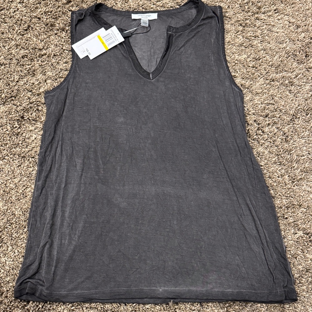 Charcoal V-Neck Sleeveless Tank